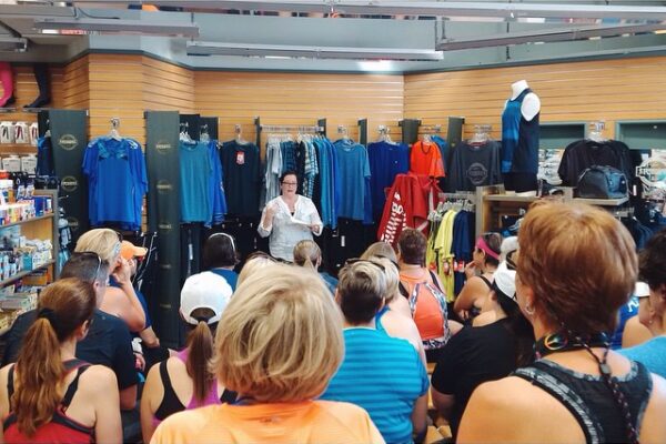Keri-Lyn giving a talk at the Running Room on the importance of proper footwear!