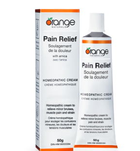 Pain relief cream orange naturals, homeopathic cream, homeopathic remedy, aches, pains, strains, brusies