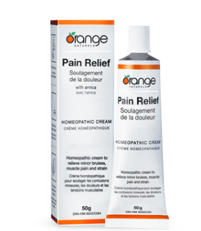 Pain relief cream orange naturals, homeopathic cream, homeopathic remedy, aches, pains, strains, brusies